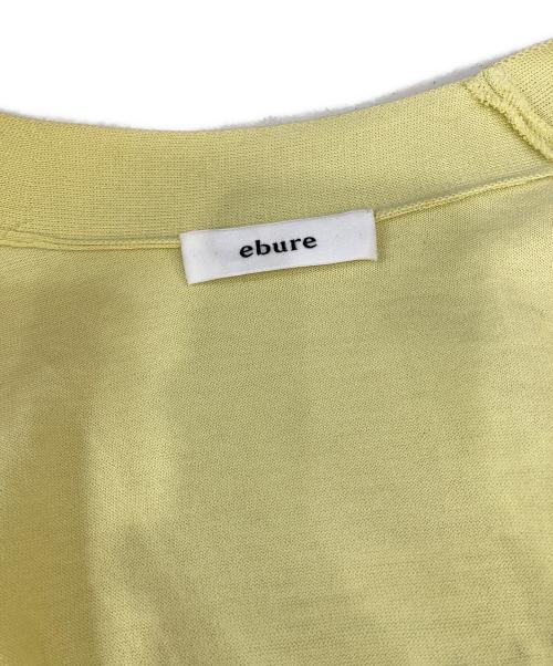 ebure（エブール）ebure (エブール) セミハイツイストコットンVネックニットカーディガン イエロー サイズ:記載無しの為実寸参照の古着・服飾アイテム