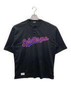 Schottショット）の古着「MESH HENRYNECK T-SHIRT　メッシュヘンリーネックTシャツ」｜ブラック