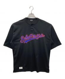 Schott（ショット）の古着「MESH HENRYNECK T-SHIRT　メッシュヘンリーネックTシャツ」｜ブラック