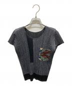 PLEATS PLEASEプリーツプリーズ）の古着「パッチワークカットソー」｜ブラック