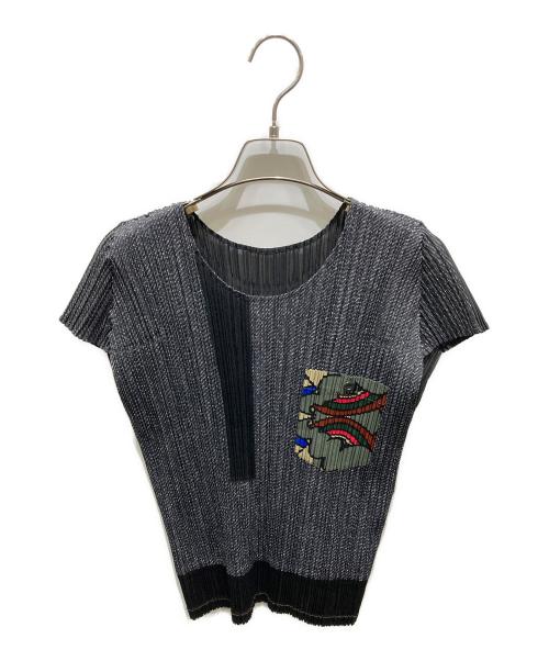 PLEATS PLEASE（プリーツプリーズ）PLEATS PLEASE (プリーツプリーズ) パッチワークカットソー ブラック サイズ:3の古着・服飾アイテム