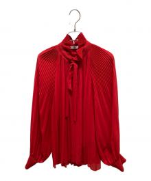 L'UNE（リュンヌ）の古着「プリーテッドフリルブラウス」｜レッド