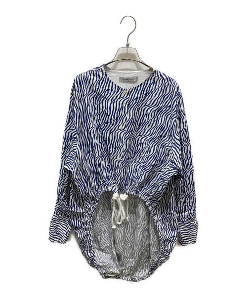 SPORT MAX（スポーツマックス）SPORT MAX (スポーツマックス) デザインシャツワンピース ブルー×ホワイト サイズ:Ｌの古着・服飾アイテム