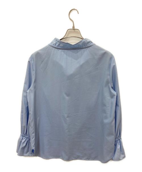UNITED ARROWS TOKYO（ユナイテッドアローズトウキョウ）UNITED ARROWS TOKYO (ユナイテッドアローズトウキョウ) フリルカラー フレアスリーブ ブラウス ブルー サイズ:記載無しの為実寸参照の古着・服飾アイテム