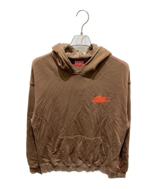 DIESEL（ディーゼル）DIESEL (ディーゼル) 加工プルオーバーパーカー ブラウン サイズ:Sの古着・服飾アイテム