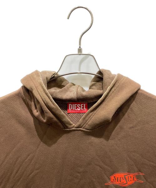 DIESEL（ディーゼル）DIESEL (ディーゼル) 加工プルオーバーパーカー ブラウン サイズ:Sの古着・服飾アイテム