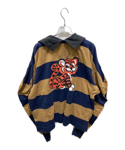 Vivienne Westwood RED LABEL（ヴィヴィアンウエストウッドレッドレーベル）Vivienne Westwood RED LABEL (ヴィヴィアンウエストウッドレッドレーベル) 襟付カットソー ネイビー×ブラウン サイズ:Mの古着・服飾アイテム