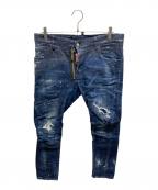 DSQUARED2ディースクエアード）の古着「Dark Worked Vertical Slash Tidy Biker Jeans」｜インディゴ