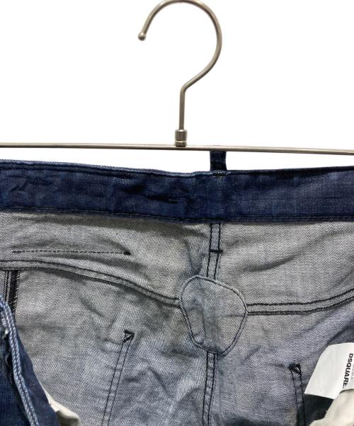 DSQUARED2（ディースクエアード）DSQUARED2 (ディースクエアード) Dark Worked Vertical Slash Tidy Biker Jeans インディゴ サイズ:48の古着・服飾アイテム