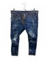DSQUARED2（ディースクエアード）の古着「Dark Worked Vertical Slash Tidy Biker Jeans」｜インディゴ