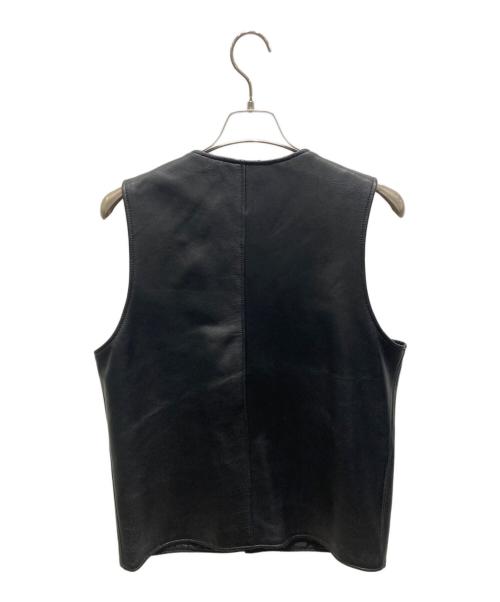 Schott（ショット）Schott (ショット) パッチポケットレザーベスト ブラック サイズ:Mの古着・服飾アイテム