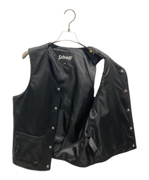 Schott（ショット）Schott (ショット) パッチポケットレザーベスト ブラック サイズ:Mの古着・服飾アイテム
