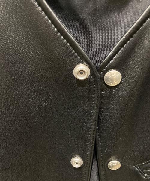 Schott（ショット）Schott (ショット) パッチポケットレザーベスト ブラック サイズ:Mの古着・服飾アイテム