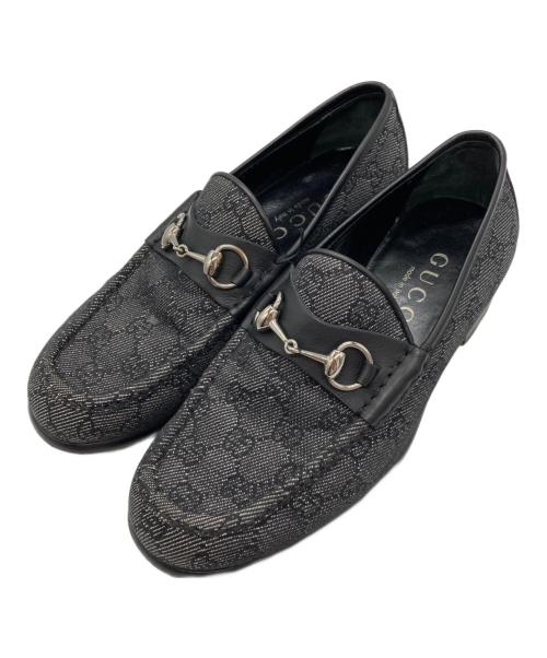 GUCCI（グッチ）GUCCI (グッチ) GGキャンバスホースビットローファー グレー サイズ:6 1/2 Eの古着・服飾アイテム