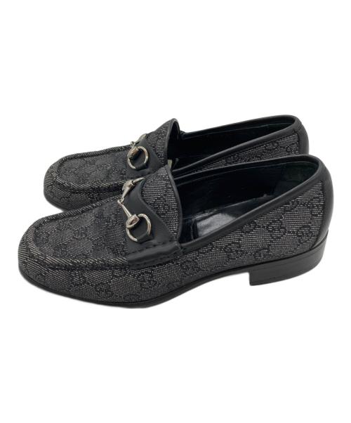 GUCCI（グッチ）GUCCI (グッチ) GGキャンバスホースビットローファー グレー サイズ:6 1/2 Eの古着・服飾アイテム