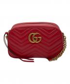 GUCCIグッチ）の古着「チェーンショルダーバッグ　GGマーモント」｜レッド