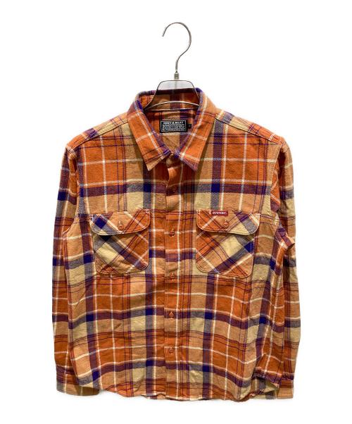 Hysteric Glamour（ヒステリックグラマー）Hysteric Glamour (ヒステリックグラマー) SUPER FUZZ刺繍 ワークチェックシャツ オレンジ サイズ:Mの古着・服飾アイテム