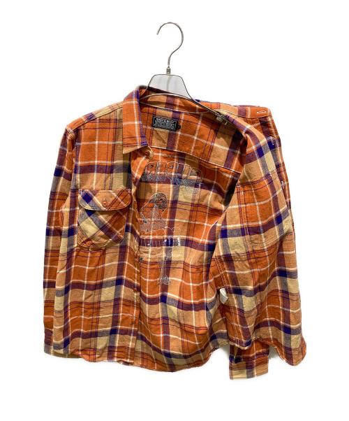 Hysteric Glamour（ヒステリックグラマー）Hysteric Glamour (ヒステリックグラマー) SUPER FUZZ刺繍 ワークチェックシャツ オレンジ サイズ:Mの古着・服飾アイテム