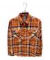 Hysteric Glamour（ヒステリックグラマー）の古着「SUPER FUZZ刺繍 ワークチェックシャツ」｜オレンジ
