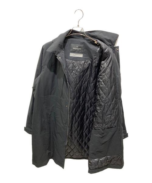nano・universe（ナノ・ユニバース）nano・universe (ナノ・ユニバース) ハイブリッドフードステンカラーダウンコート ブラック サイズ:Lの古着・服飾アイテム