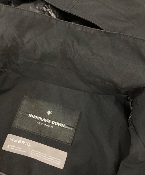 nano・universe（ナノ・ユニバース）nano・universe (ナノ・ユニバース) ハイブリッドフードステンカラーダウンコート ブラック サイズ:Lの古着・服飾アイテム