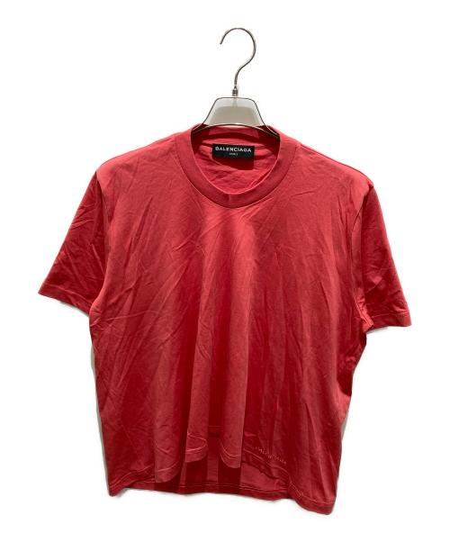 BALENCIAGA（バレンシアガ）BALENCIAGA (バレンシアガ) ワンポイントロゴTシャツ レッド サイズ:XLの古着・服飾アイテム