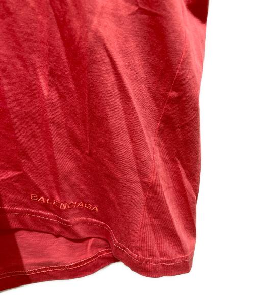 BALENCIAGA（バレンシアガ）BALENCIAGA (バレンシアガ) ワンポイントロゴTシャツ レッド サイズ:XLの古着・服飾アイテム
