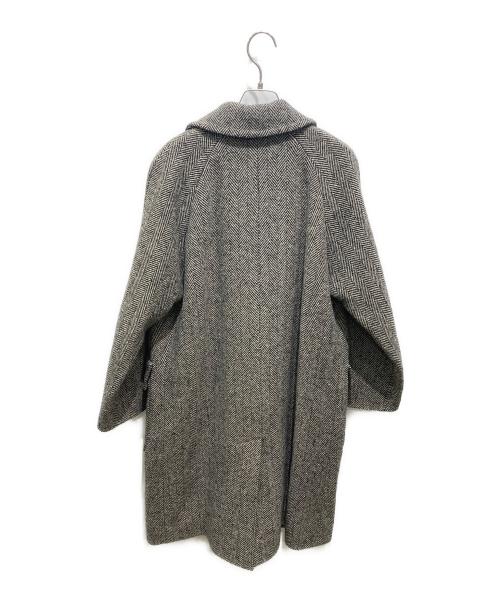 MARGARET HOWELL（マーガレットハウエル）MARGARET HOWELL (マーガレットハウエル) ヘリンボーンロングコート ブラック×アイボリー サイズ:2の古着・服飾アイテム