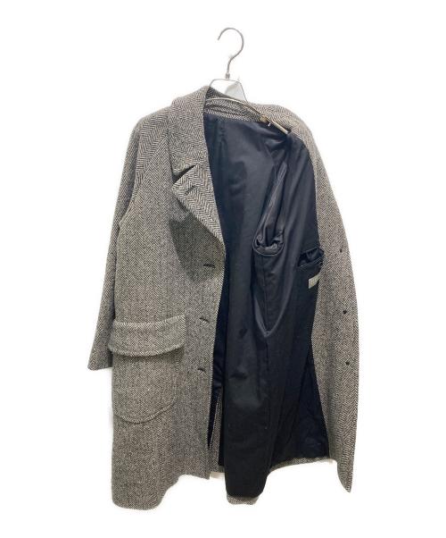 MARGARET HOWELL（マーガレットハウエル）MARGARET HOWELL (マーガレットハウエル) ヘリンボーンロングコート ブラック×アイボリー サイズ:2の古着・服飾アイテム