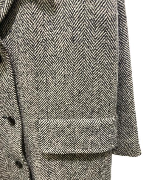 MARGARET HOWELL（マーガレットハウエル）MARGARET HOWELL (マーガレットハウエル) ヘリンボーンロングコート ブラック×アイボリー サイズ:2の古着・服飾アイテム