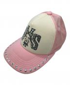 Hysteric Glamourヒステリックグラマー）の古着「SEE NO EVIL スタッズメッシュキャップ」｜ピンク