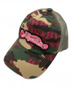 Hysteric Glamourヒステリックグラマー）の古着「WOODLAND HYS メッシュキャップ」｜グリーン