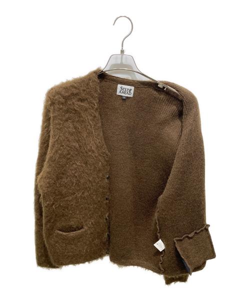 STEP AHEAD（ステップアヘッド）STEP AHEAD (ステップアヘッド) ナイロンモヘアカーディガン ブラウン サイズ:Mの古着・服飾アイテム