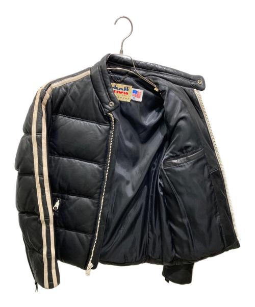 Schott（ショット）Schott (ショット) MOTORCYCLE LEATHER DOWN JACKET（モーターサイクル・レザー・ダウン・ジャケット ） ブラック サイズ:Mの古着・服飾アイテム