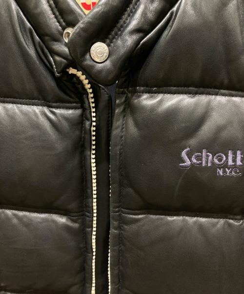 Schott（ショット）Schott (ショット) MOTORCYCLE LEATHER DOWN JACKET（モーターサイクル・レザー・ダウン・ジャケット ） ブラック サイズ:Mの古着・服飾アイテム