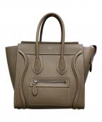 CELINEセリーヌ）の古着「ラゲージ マイクロショッパー　MICRO LUGGAGE HANDBAG IN DRUMMED CALFSKIN SOURIS」｜ブラウン