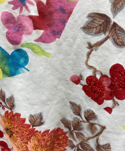 Christian Dior（クリスチャン ディオール）Christian Dior (クリスチャン ディオール) フローラルプリント Vネック 半袖Tシャツ ホワイト サイズ:40の古着・服飾アイテム