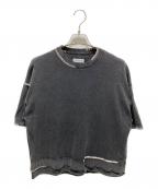 MAISON SPECIALメゾンスペシャル）の古着「High Twist Pigment Bleach Prime-Over Crew Neck Knit T-shirt」｜グレー