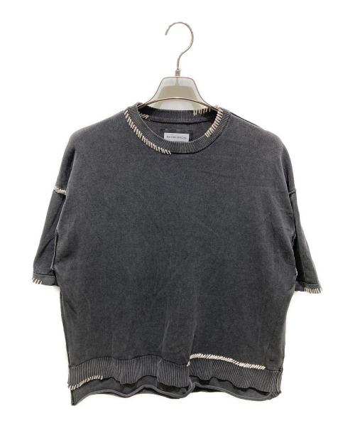 MAISON SPECIAL（メゾンスペシャル）MAISON SPECIAL (メゾンスペシャル) High Twist Pigment Bleach Prime-Over Crew Neck Knit T-shirt グレー サイズ:1の古着・服飾アイテム