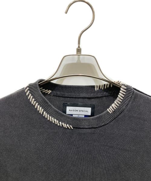MAISON SPECIAL（メゾンスペシャル）MAISON SPECIAL (メゾンスペシャル) High Twist Pigment Bleach Prime-Over Crew Neck Knit T-shirt グレー サイズ:1の古着・服飾アイテム