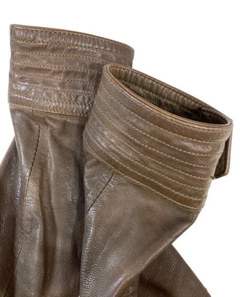 TETE HOMME（テット オム）TETE HOMME (テット オム) ゴートレザージャケット ブラウン サイズ:Mの古着・服飾アイテム