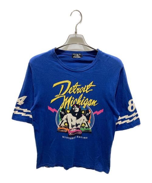 Hysteric Glamour（ヒステリックグラマー）Hysteric Glamour (ヒステリックグラマー) DETROIT MICHIGAN グラフィック フットボール Tシャツ ブルー サイズ:Ｌの古着・服飾アイテム
