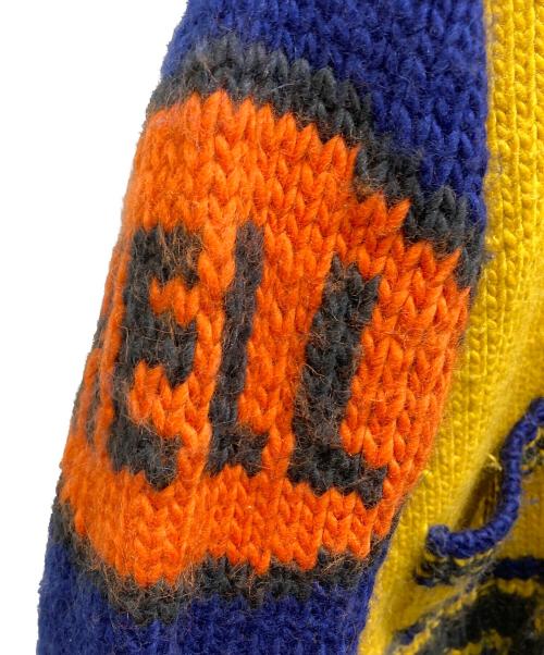 Hysteric Glamour（ヒステリックグラマー）Hysteric Glamour (ヒステリックグラマー) カウチンニットカーディガン イエロー×ブルー サイズ:Mの古着・服飾アイテム