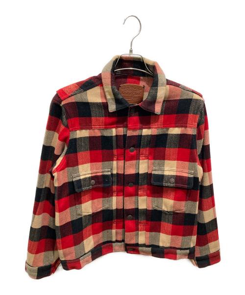 Retro Grade（レトログレード）Retro Grade (レトログレード) 2nd type ウールチェックジャケット ブラック×レッド サイズ:記載無しの為実寸参照の古着・服飾アイテム