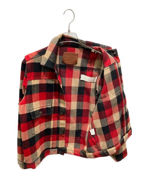Retro Grade（レトログレード）Retro Grade (レトログレード) 2nd type ウールチェックジャケット ブラック×レッド サイズ:記載無しの為実寸参照の古着・服飾アイテム