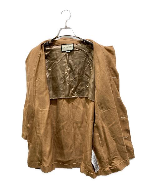 GUCCI（グッチ）GUCCI (グッチ) ビスコースシャツジャケット ブラウン サイズ:44の古着・服飾アイテム