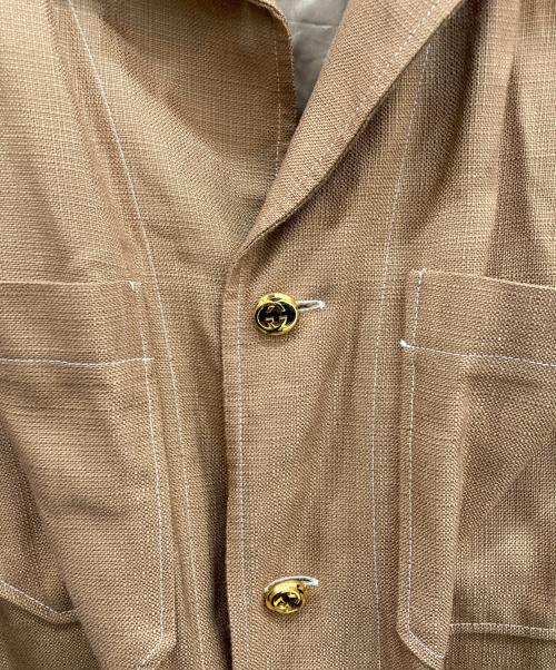 GUCCI（グッチ）GUCCI (グッチ) ビスコースシャツジャケット ブラウン サイズ:44の古着・服飾アイテム
