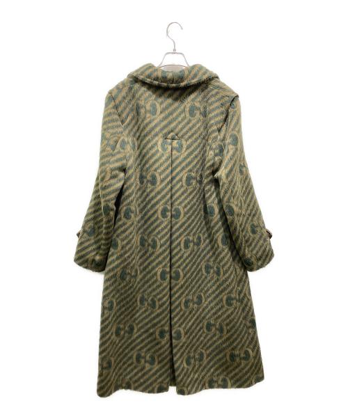 GUCCI（グッチ）GUCCI (グッチ) GG STRIPE WOOL COAT ブラウン×グリーン サイズ:44の古着・服飾アイテム