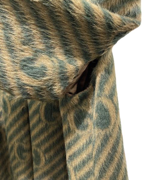 GUCCI（グッチ）GUCCI (グッチ) GG STRIPE WOOL COAT ブラウン×グリーン サイズ:44の古着・服飾アイテム