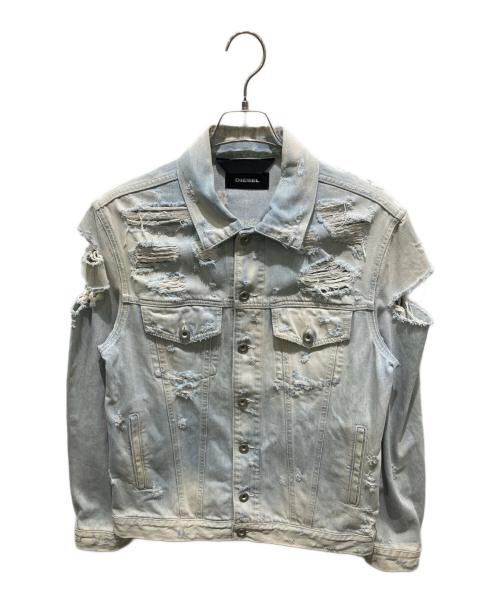 DIESEL（ディーゼル）DIESEL (ディーゼル) ダメージ加工デニムジャケット インディゴ サイズ:Ｓの古着・服飾アイテム